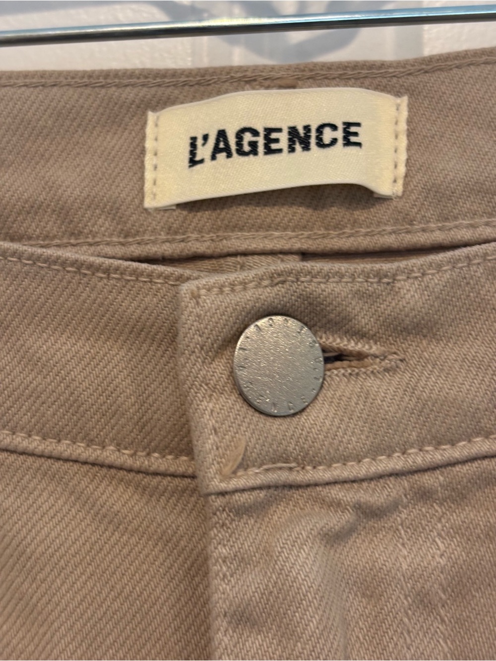 L'Agence Alicent High Rise Wide Leg Pale Khaki Tan Jeans 27 - Picture 9 of 9